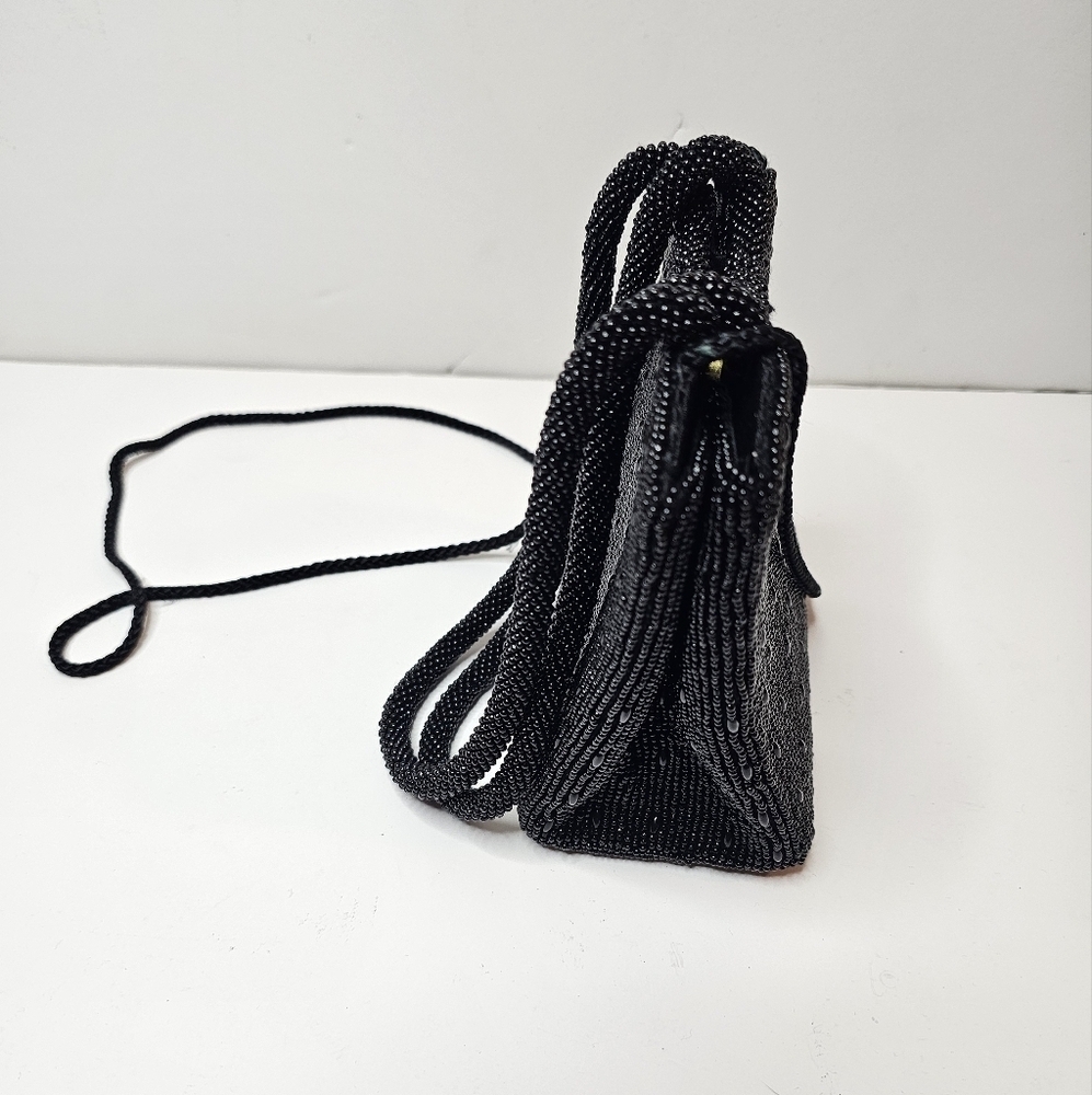 Valerie Stevens Black Beaded Small Handbag Vintage Womens - Picture 5 of 16